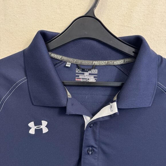 Under Armour Heat Gear Miller Lite Mens XL  Extra Large Navy Blue Polo - Picture 3 of 7